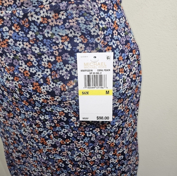Michael Kors Blue Coral Floral Long Women's Skirt Lined Medium - Picture 3 of 9